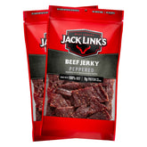 Jack Link's Peppered Beef Jerky bags front view, ready-to-go protein for busy days.