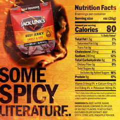 Close-up of Jack Link's Sweet & Hot jerky showing 9g protein per serving