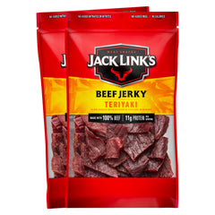 Jack Link's Teriyaki Beef Jerky 2-pack front view for on-the-go protein.