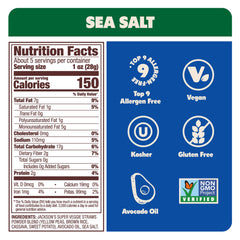 Jackson's Veggie Straws cooked in avocado oil for rich flavor and clean ingredients