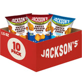 Jackson’s Sweet Potato Kettle Chips with avocado oil and sea salt, gluten-free vegan snack.