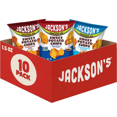 Jackson’s Sweet Potato Kettle Chips with avocado oil and sea salt, gluten-free vegan snack.