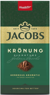 Jacobs Kronung ground coffee four-pack vacuum-sealed packs preserve aroma