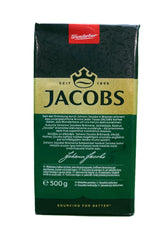 Jacobs Kronung hand-selected beans highlight quality and consistent aroma.