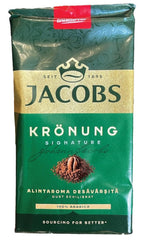 Jacobs Kronung premium packaging close-up highlighting aroma and quality