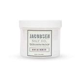 Jacobsen Salt Co. Pure Flake Finishing Salt bottle with pristine crystals for finishing.