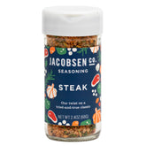 Jacobsen Salt Co. steak seasoning jar front for gourmet grilling.