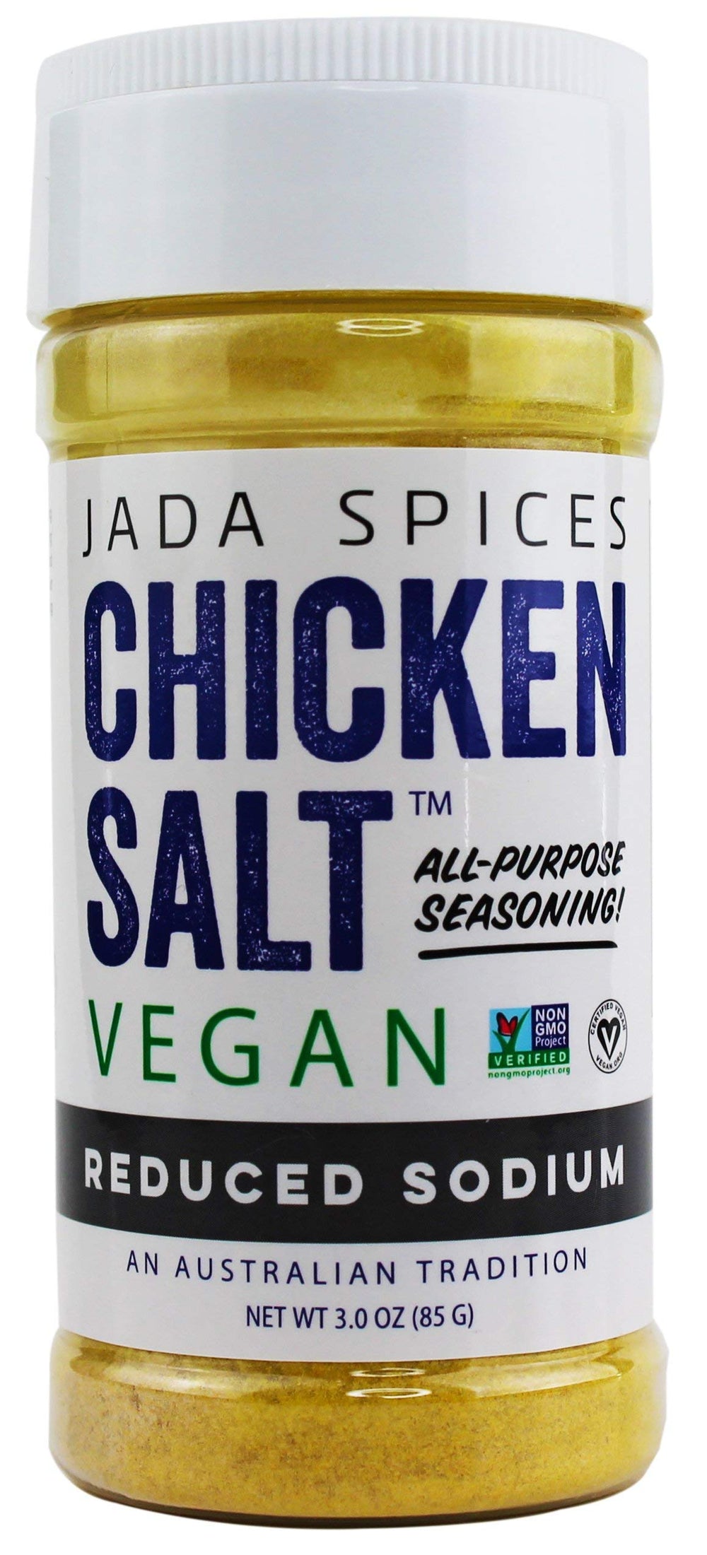 JADA Spices Chicken Salt front bottle shows vegan gluten-free seasoning.