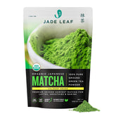Jade Leaf Matcha culinary powder bottle shown for baking and drinks benefits