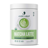 Jade Leaf Matcha latte mix tub ready for effortless cafe-style lattes at home.