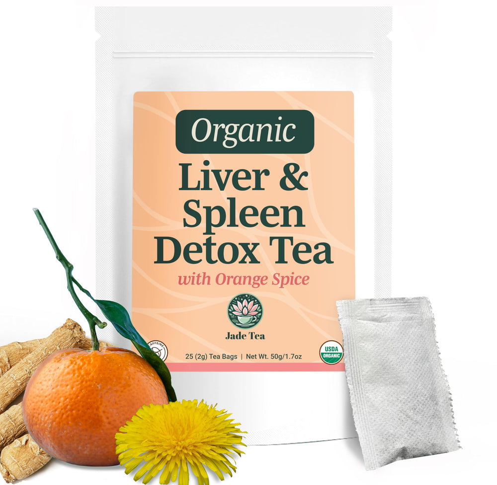 Jade Tea orange spice organic liver detox tea bag enhances a comforting ritual.