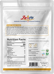 Closeup of resealable pouch showing fresh coriander aroma and texture.