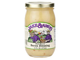 Jake & Amos Real Bacon Dressing poured over greens for savory enhancement