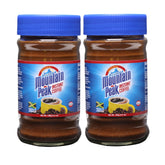 Jamaica Mountain Peak instant coffee two-pack jars on a kitchen shelf for everyday convenience.