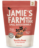 Jamie’s Farm Vanilla Bean Sour Cherries Granola bag with tart cherries as a balanced breakfast option