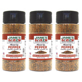 Jane's Krazy Mixed Up Pepper jar front view, ideal everyday seasoning for quick flavor boost.