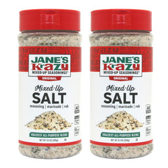Jane's Krazy Mixed-Up Salt Blend jar front, all-natural seasoning for versatile grilling