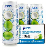 Jans coconut water with pulp can shows natural hydration with real pulp and flavor