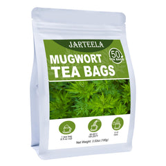 Jarteela mugwort tea bags pack showing premium packaging for natural digestion support.