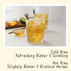 Brewed mugwort tea in a cup, steam rises, inviting aroma and restful moment.
