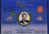 Jason Winters Original Blend tea bag packaging, ideal for a soothing daily ritual.