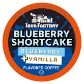 Java Factory Blueberry Shortcake pod front view for quick Keurig brews.
