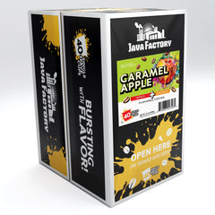 Java Factory Caramel Apple pod packaging emphasizes single-serve convenience