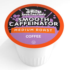 Java Factory medium roast pod close-up showcasing rich aroma.