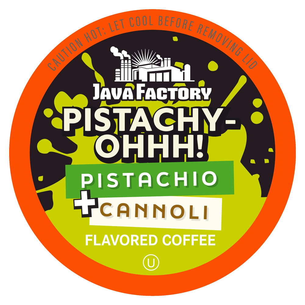 Java Factory Pistachy OHHH pods in a 40-count package for convenient stocking.