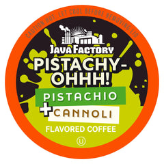 Java Factory Pistachy OHHH pods in a 40-count package for convenient stocking.
