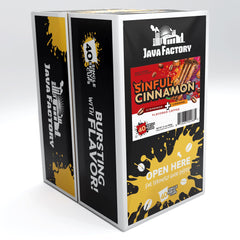 Java Factory Sinful Cinnamon pods closeup reveals cinnamon and caramel notes.