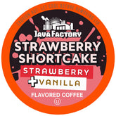 Java Factory Strawberry Shortcake pod, convenient single-serve format for quick flavor boosts.