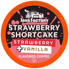 Java Factory Strawberry Shortcake pod, convenient single-serve format for quick flavor boosts.