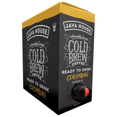 Java House 1-gallon box packaging reduces waste and easy to store.