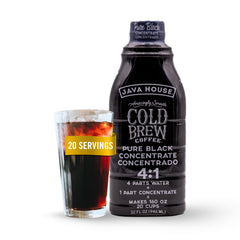 Java House cold brew concentrate bottle highlighting bold Arabica flavor for rich drinks.