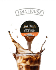 Java House recyclable pod beside a cup, emphasizing eco-friendly everyday coffee