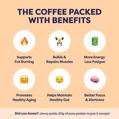 Javvy Caramel Protein Iced Coffee packaging closeup emphasizes zero artificial flavors and added sugar.