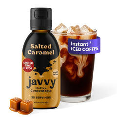 Javvy Salted Caramel concentrate bottle with rich aroma for cold brew