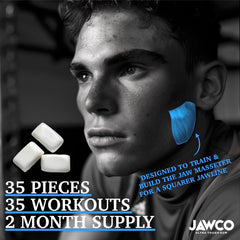 JAWCO natural-mastication pattern demonstrates authentic jaw workout.