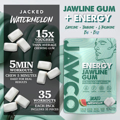 JAWCO ultra-tough chewing action demonstrates resistance training for facial muscles.