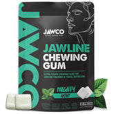 JAWCO ultra-tough gum pack highlighting mint flavor for jaw training sessions.