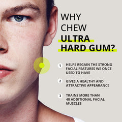 Jawliner 15x harder gum texture shown during focused jaw muscle training.