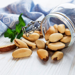 Close-up of Jaybee's Brazil nuts showing creamy texture perfect for quick bites.