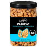 Jaybee's Roasted Cashews jar front view for convenient on-the-go snacking.