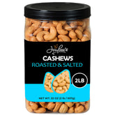 Jaybee's Roasted Salted Cashews jar close-up, showcasing a protein-rich snack option