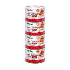 Jayone Korean canned kimchi with Napa cabbage, shelf-stable and ready to serve.