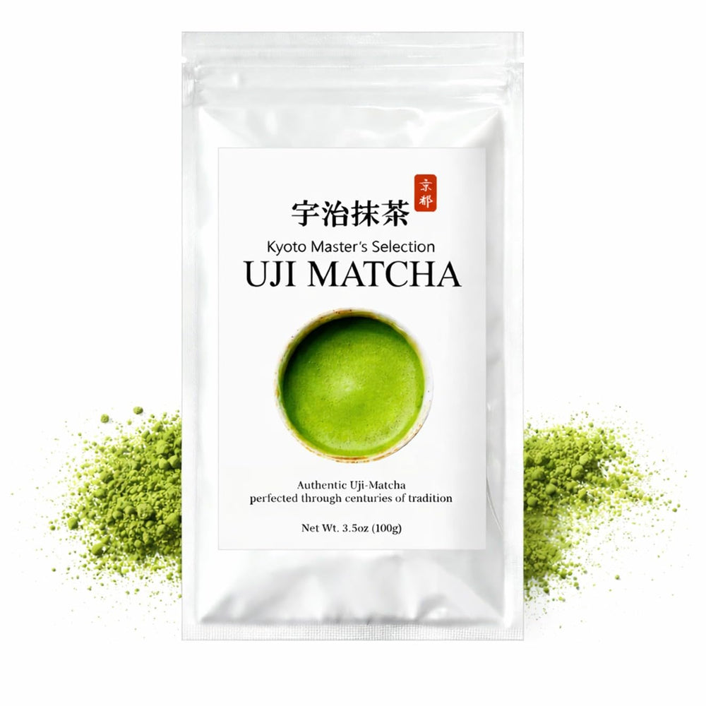 JEAU CHAU Uji matcha powder 100g packaging for vibrant ceremonial use.