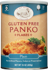 Jeff Nathan Creations gluten-free plain panko crumbs bag front view for versatile cooking.