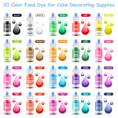 Jelife color swatches show a wide 20-color range for baking projects.