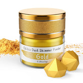 Jelife edible gold dust jar close-up for premium luster in cake decorating